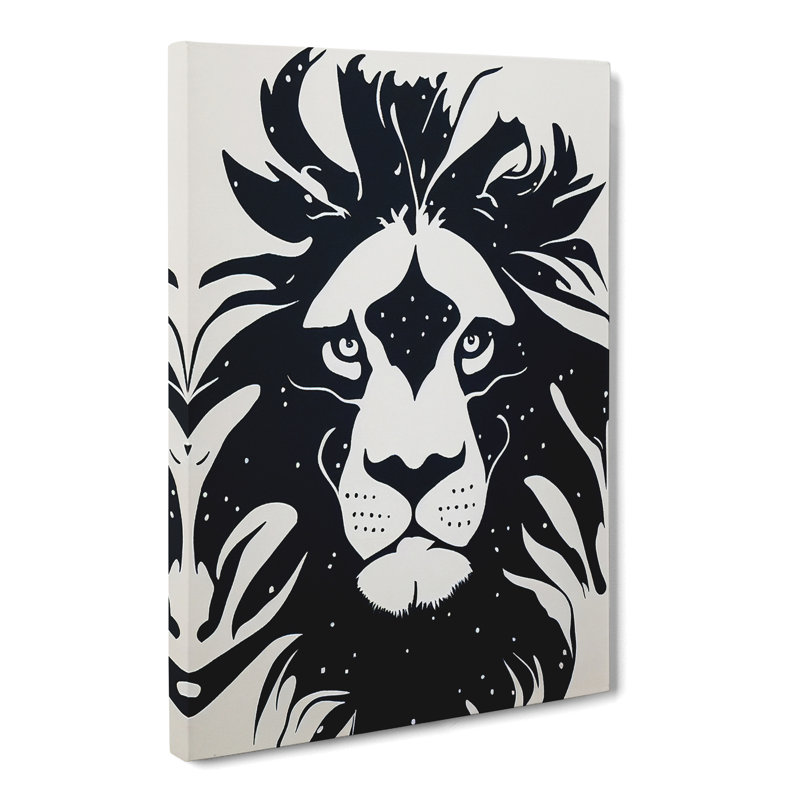 Lion Monochrome - Wrapped Canvas, 50cm H x 35cm W x 3cm D