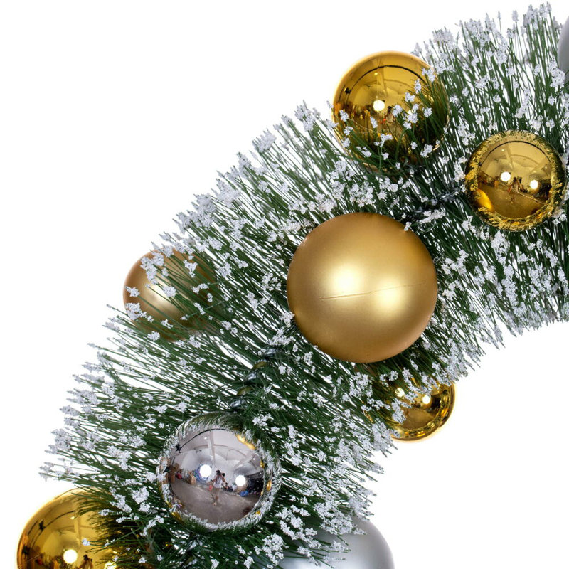  Boules de couronne givrées 18 po., H 5 po x l 18 po x P 18 po, Vert, Argent / or