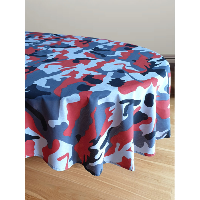 CAMOUFLAGE tablecloth Red/Black, 177cm W x 177cm L, Red/Black