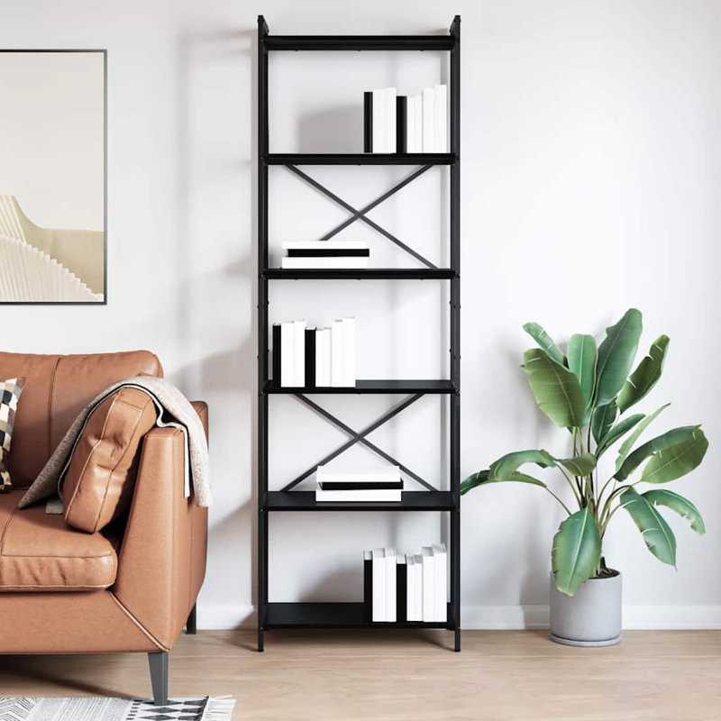 Steel Bookcase, (5 Shelves) 188cm H x 60cm W x 30cm D, Black