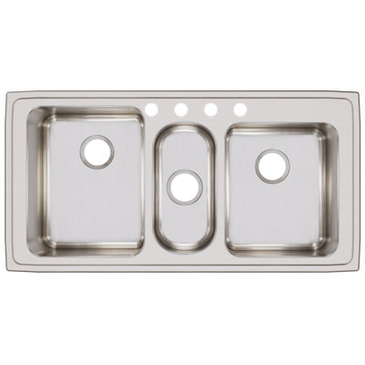Lustertone 43" L x 22" W Triple Basin Drop-In Kitchen Sink