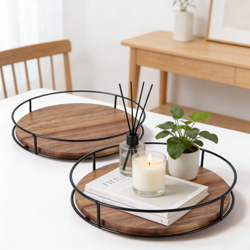Organisateur de plateau tournant Lazy Susan pour comptoir de cuisine et armoire, avec cadre en acier, centre de table décoratif rotatif à 360 degrés