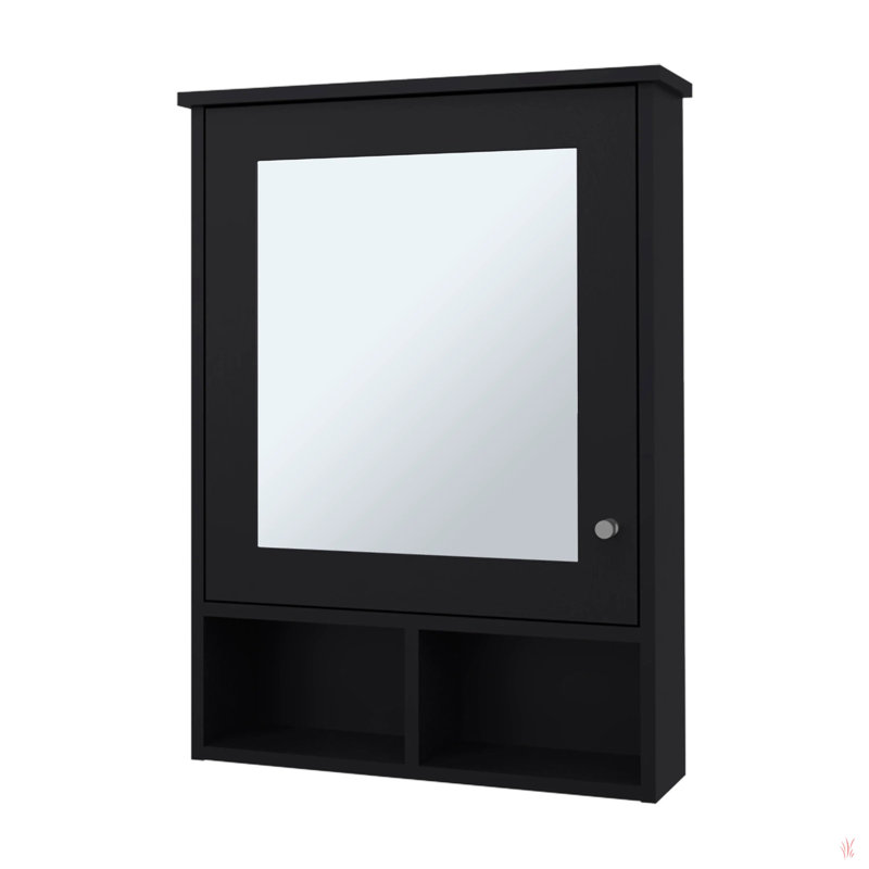 Pharmacie avec porte et miroir inclus, Noir, noir, noir, noir