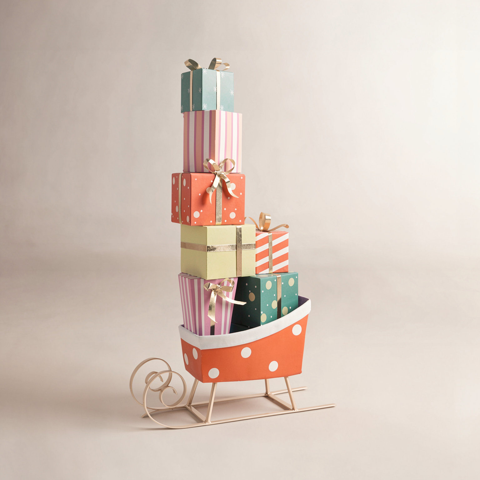 Stacked Present Sleigh Holiday Decor