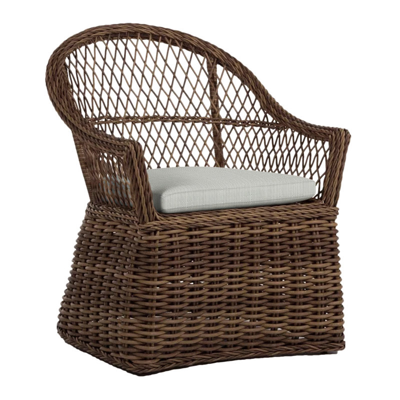 Fauteuil d'extérieur en résine tressée Soho N-Dura, Sunbrella® argent Verona, Welt, Raphia