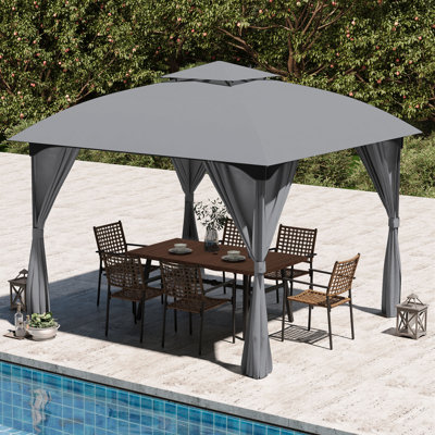 10 Ft. W x 10 Ft. D Iron Patio Gazebo with Arc Shape Top