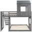 Lit superposé en bois antique gris avec maisonnette attrayante