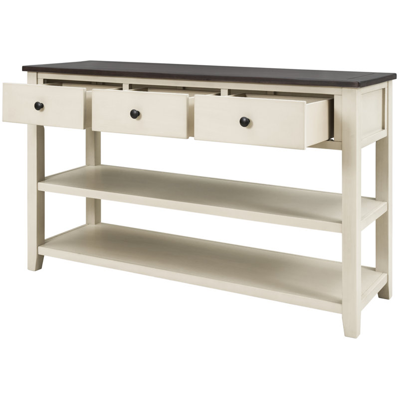 Console rétro avec deux tablettes ouvertes, Beige, Brun