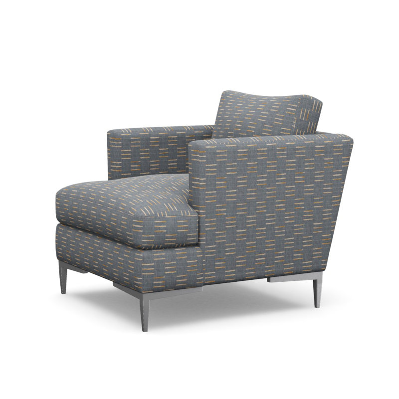 Aiden Accent Chair, Polished Stainless, Caterpillar Slate
