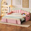 Lit de jour simple rembourré avec couchette escamotable à hauteur réglable, port de charge USB et de type C et poches latérales, aucun sommier nécessaire, rose