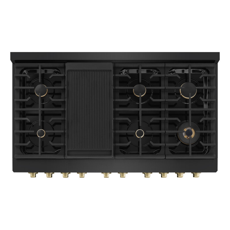 ZLINE Autograph 48" Paramount Dual Fuel Black Stainless Range w/ Gold Accents (SDRBZ-48-G), Gold