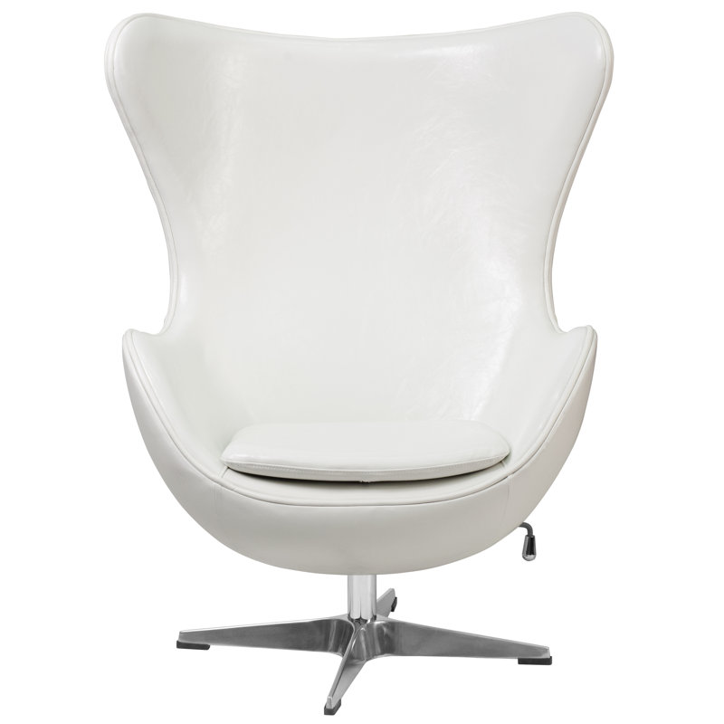 Fauteuil ballon pivotant de 33,75 po Ajabah, Similicuir blanc