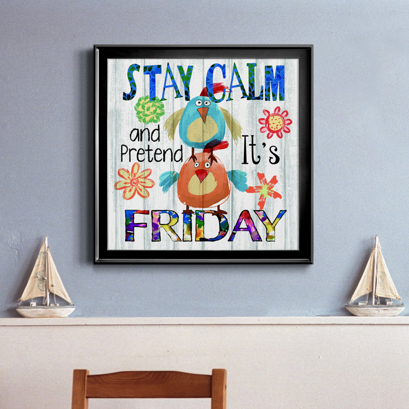 «Stay Calm», reproduction d'art textuel sur toile encadrée, Cadre noir, H 17,5 po x l 17,5 po x P 1,5 po