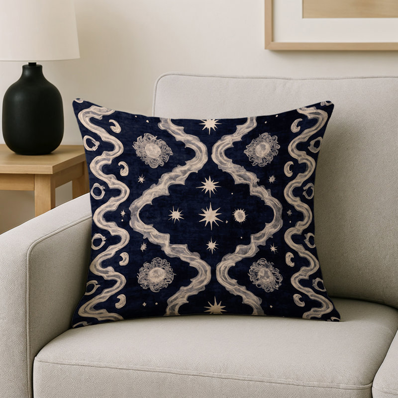 Coussin décoratif intérieur et extérieur Modern, Gris géométrique 4, Carré 16 po