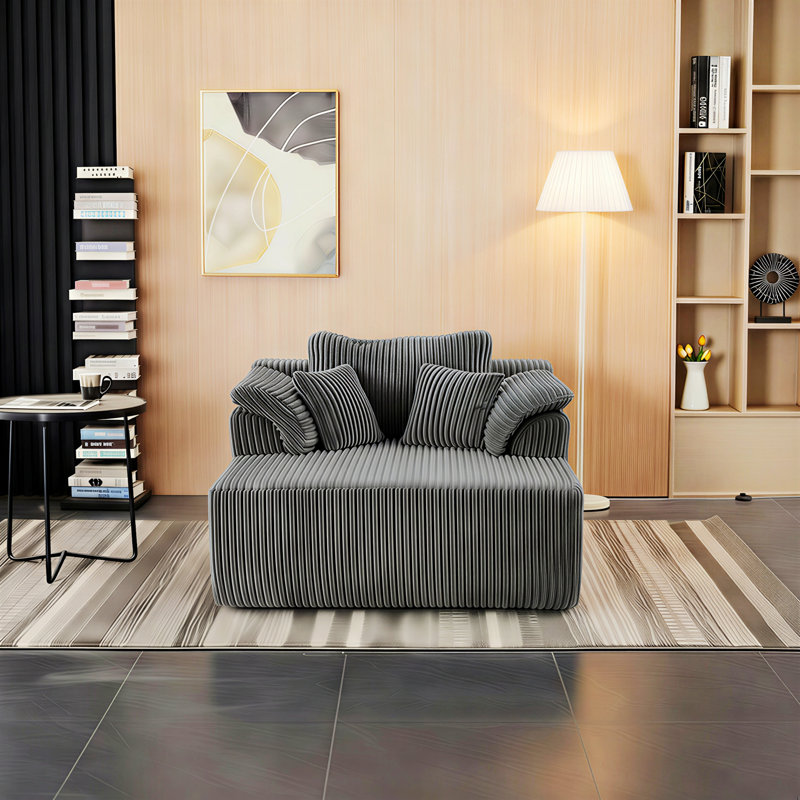 Chaise longue rembourrée, chaise longue d'intérieur pour le salon, Beige