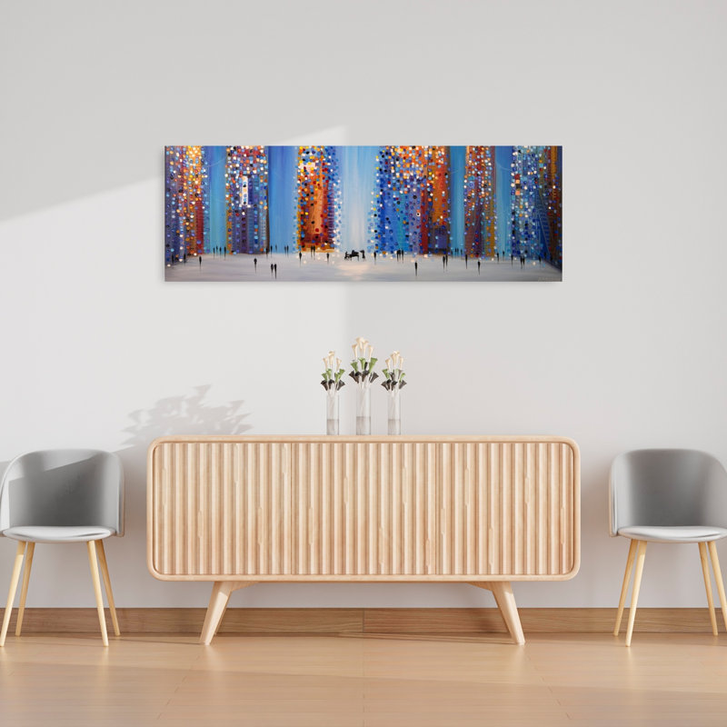 Vibrant City Night 1 Piece Wrapped Canvas Panoramic Wall Art, 121.92 cm H x 40.64 cm W