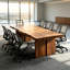 Ensemble de tables de conférence en bois massif avec 8 chaises ergonomiques en filet-494602826-494602831