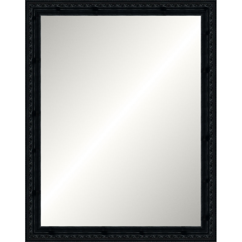 Glossy Black Gallery Mirror, Medium rectangle