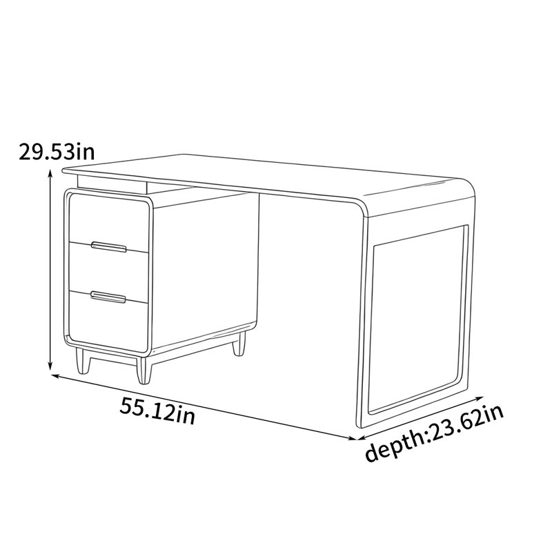 Bureau léger et luxueux, H 29,53 po x l 55,12 po x P 23,62 po