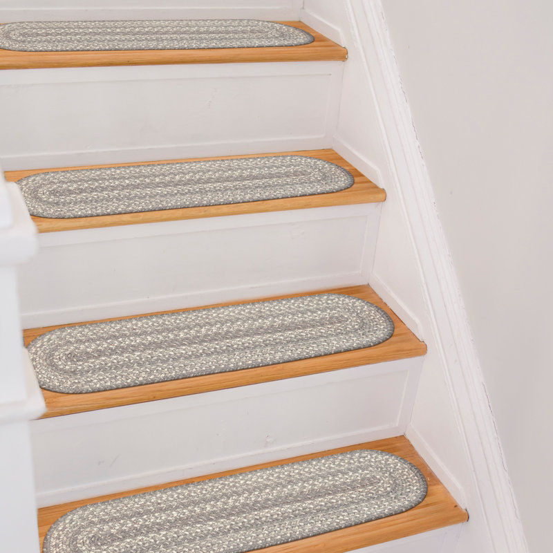 Tapis d'escalier d'intérieur tressé en jute de qualité supérieure - taille 8 po x 28 po, Gris gris nuage, 2