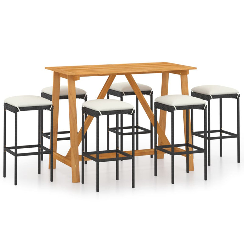 Rectangular 6 - Person 55.1" Long Bar Height Dining Set, Black