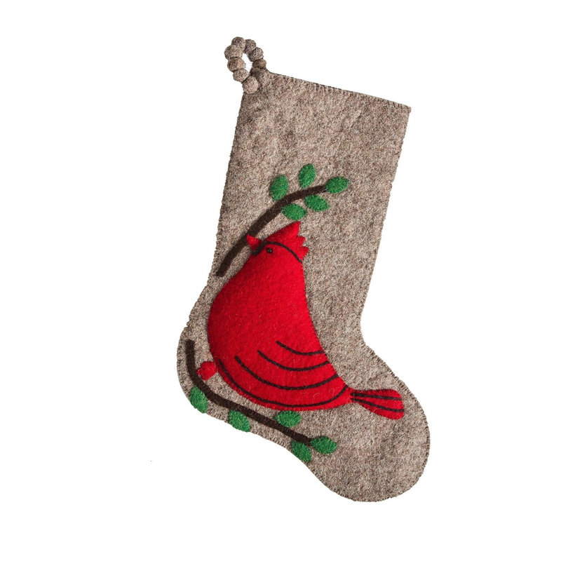 Hand-Felted Wool Christmas Cardinal Stocking
