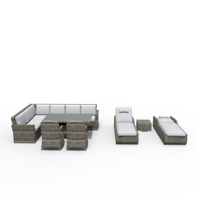Algird 10 - Person Patio Conversation Set with Cushions, Gray, Gray