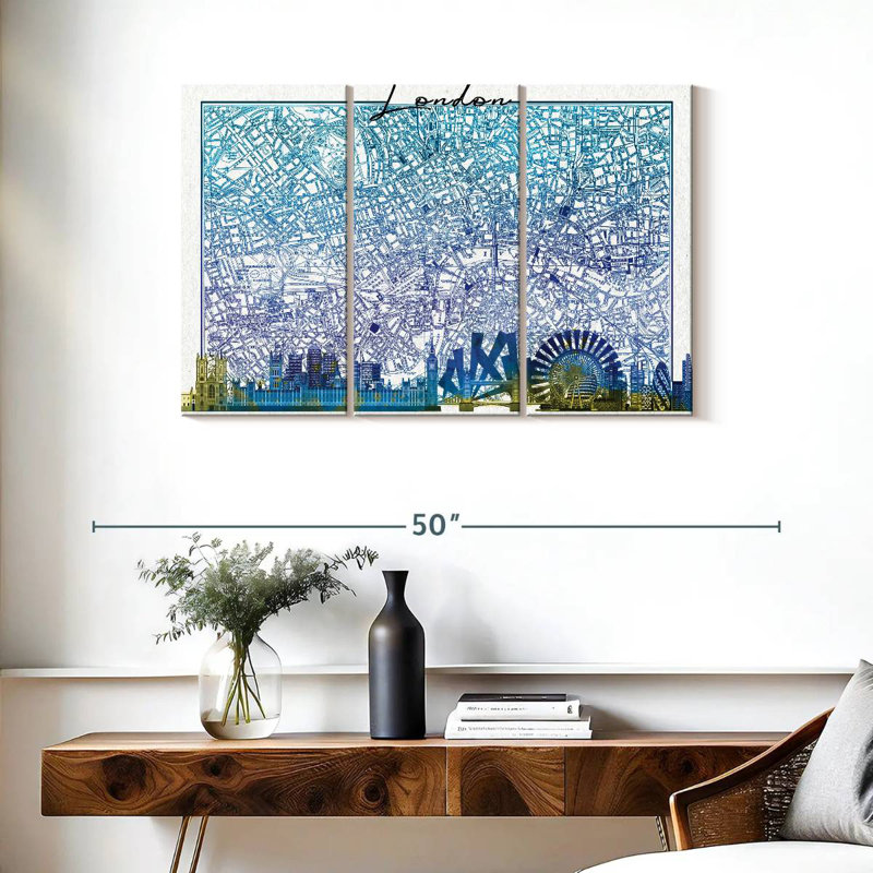 Aliaz London Skyline City Map, 24" H x 38" W