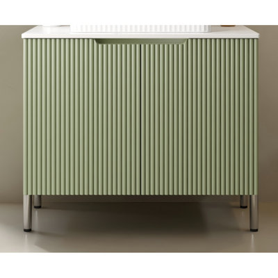 TURIO 30" Freestanding Cabinet Without Basin, With Carrara White Counter Top And 2 Doors, Green