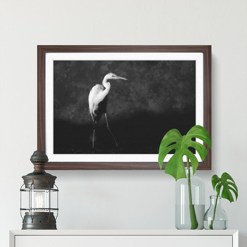 Stork Bird - Picture Frame Graphic Art Print, Walnut Framed, 24cm H x 33cm W x 2cm D