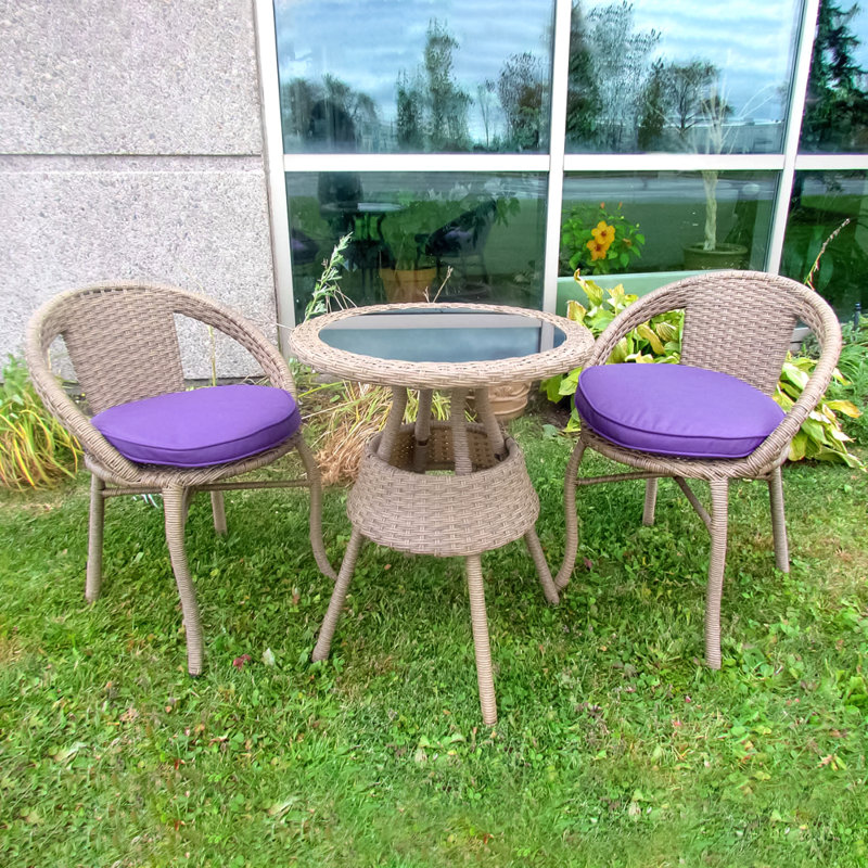 Ensemble bistro avec coussins 27,5 po Felker, Naturel, Mauve