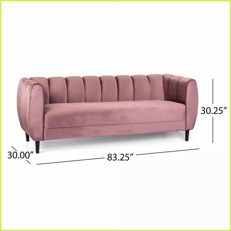 Canapé moderne en velours beige 3 places pour le salon - Pieds en bouleau durable | Velours | Beige | Dossier serré, Rosé