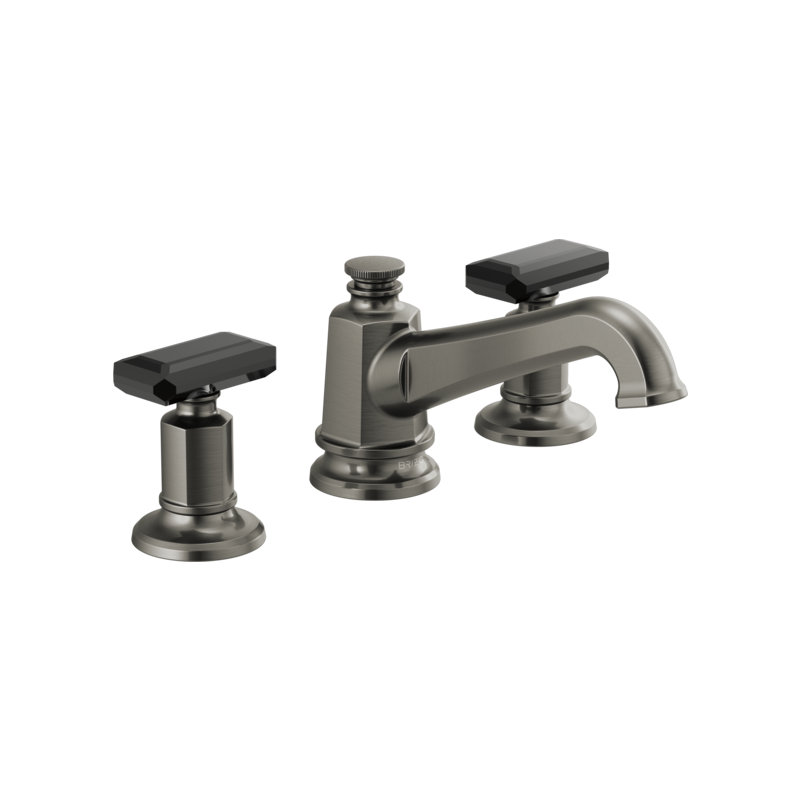 Invari™ Widespread Lavatory Faucet with Angled Spout - Less Handles, Knob, Luxe Steel