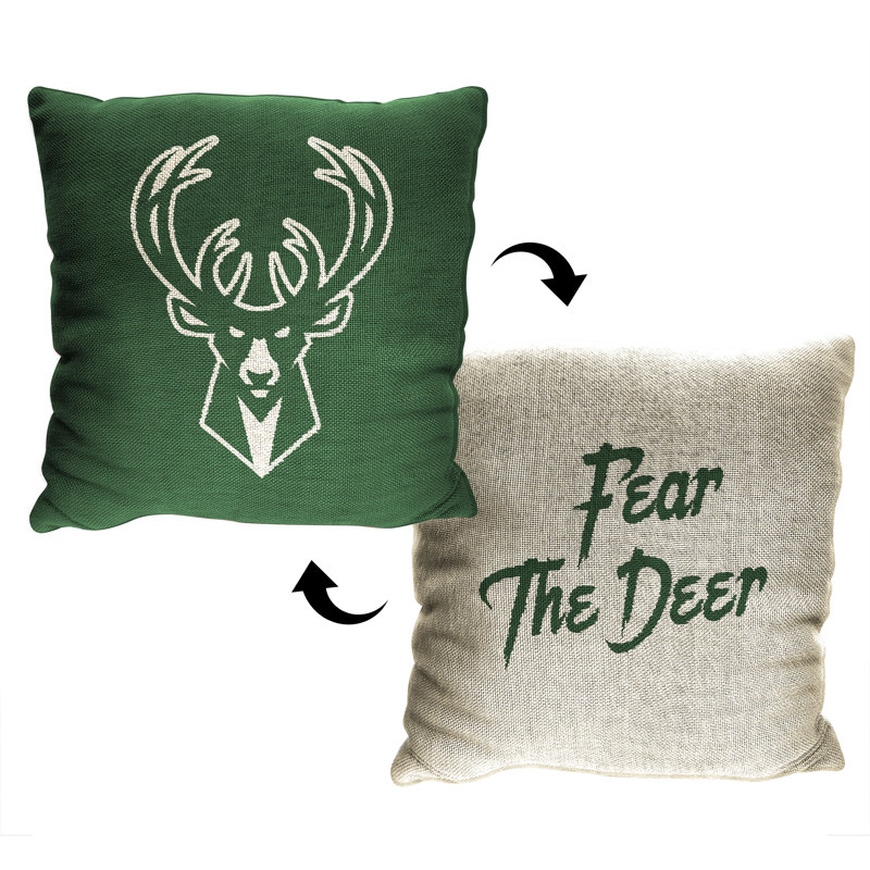 Green and Beige 14" Square NBA Team Logo Pillow Set