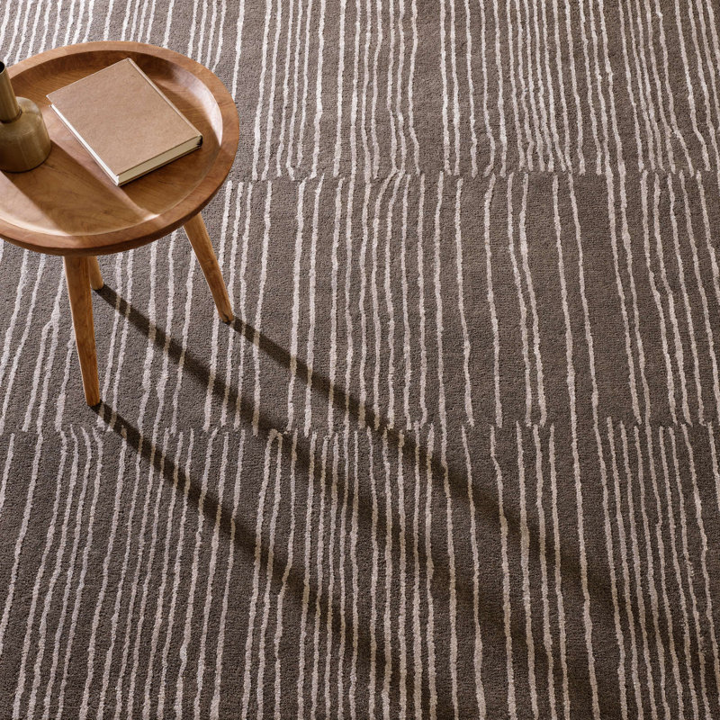Striae Grey Hand Tufted Wool Rug, Rectangle 5' x 8'