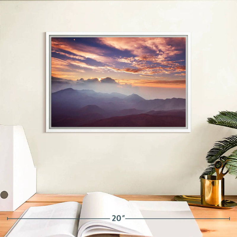 Haleakala Misty Sunrise, Cadre flottant blanc, 13 po x 9 po