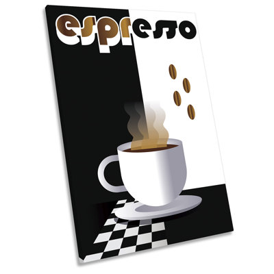 Espresso Kitchen Art Deco Picture White - Wrapped Canvas Print