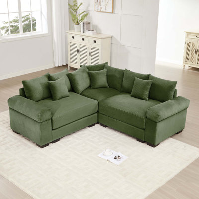 Canapé modulaire moderne surdimensionné en velours côtelé 3 places avec 10 coussins décoratifs Modern