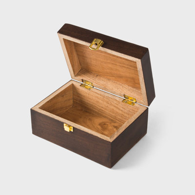Acacia Wood 7" Classic Keepsake Box with Latch in Urban Walnut Finish, Medium Decorative Storage Box for Jewelry, Mementos & Home Décor