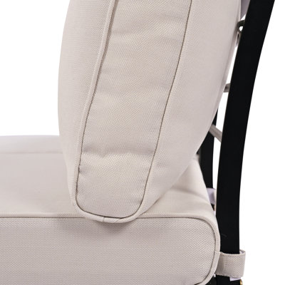 Mobilier d'extérieur avec housses de coussin imperméables et structure en fer - Revêtement en poudre beige moderne pour jardin