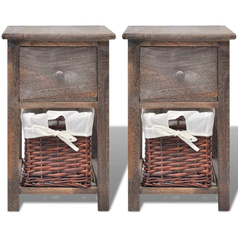 Bridgeview 28cm W Wood Bedside Table, Brown