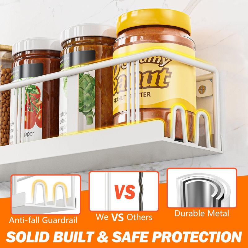Spice Rack Wall Mounted 3 Pack,RV Spice Rack,White