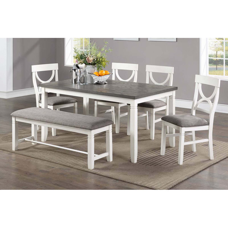 Ensemble de salle à manger 6 pièces, 4 chaises d'appoint et un banc en bois aggloméré