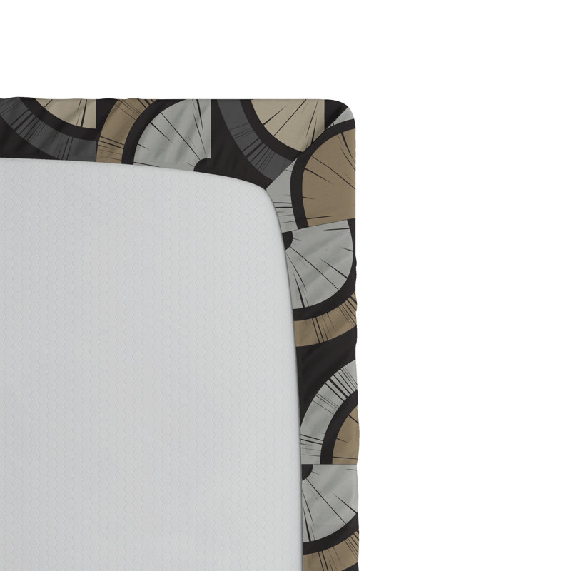 Drap-housse à motif floral Ambesonne, Drap-housse très grand californien, Taupe, gris, sépia pâle / géométrique