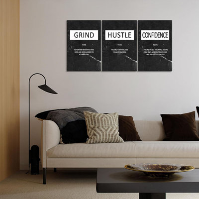 Art mural sur toile inspirant - Grind Hustle Confidence