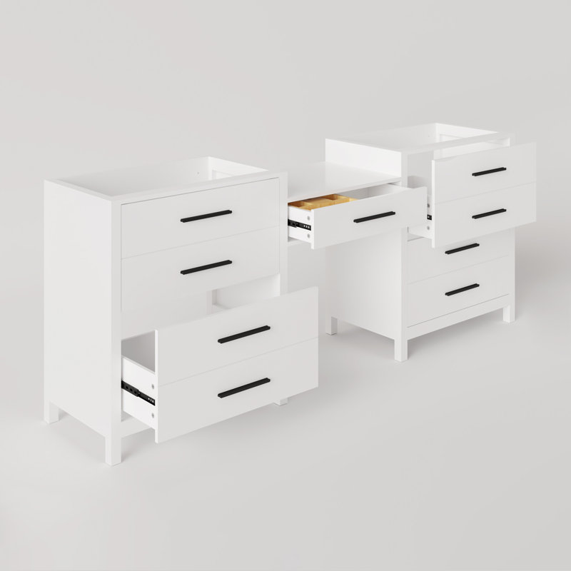 Meuble-lavabo double 84 po avec comptoir en bois seulement, lavabo non inclus, Noir, noir, noir, noir, Blanc