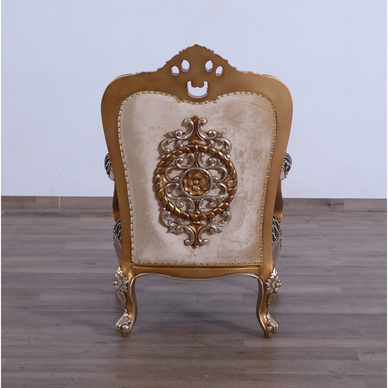 Fauteuil Saint Germain de 78,74 cm de large, Noir / or / brun pâle