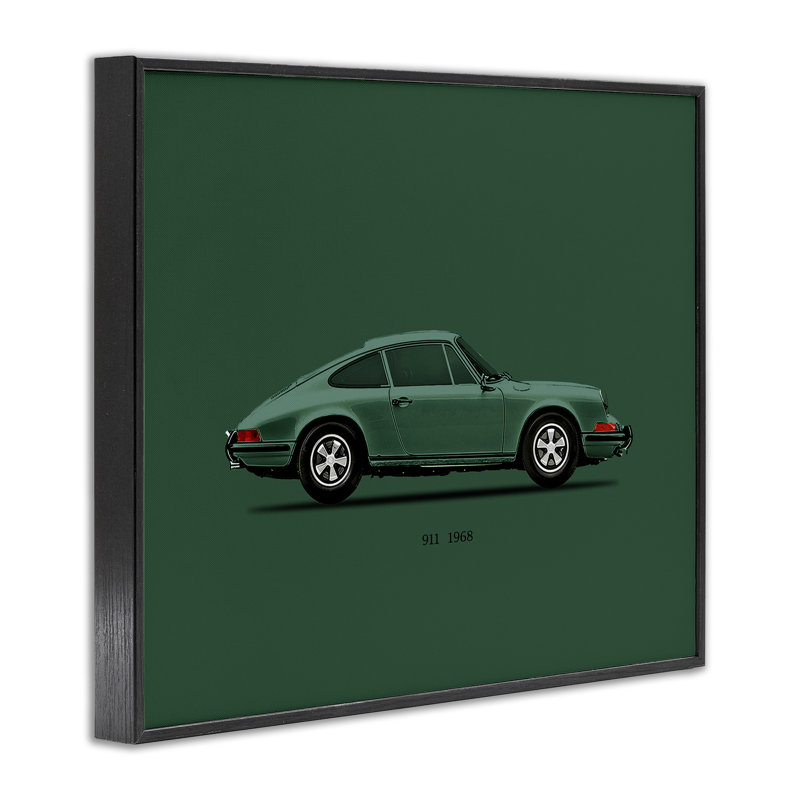 Giclée encadrée de voiture classique aux tons verts, design par Mark Rogan, H 16 po x l 20 po, Giclée encadrée noir minuit