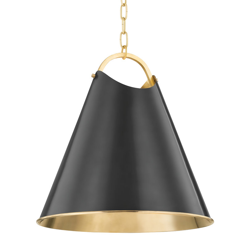 Burnbay 1 Light Pendant, Aged Brass, 22.25" H x 18.25" W x 18.25" D