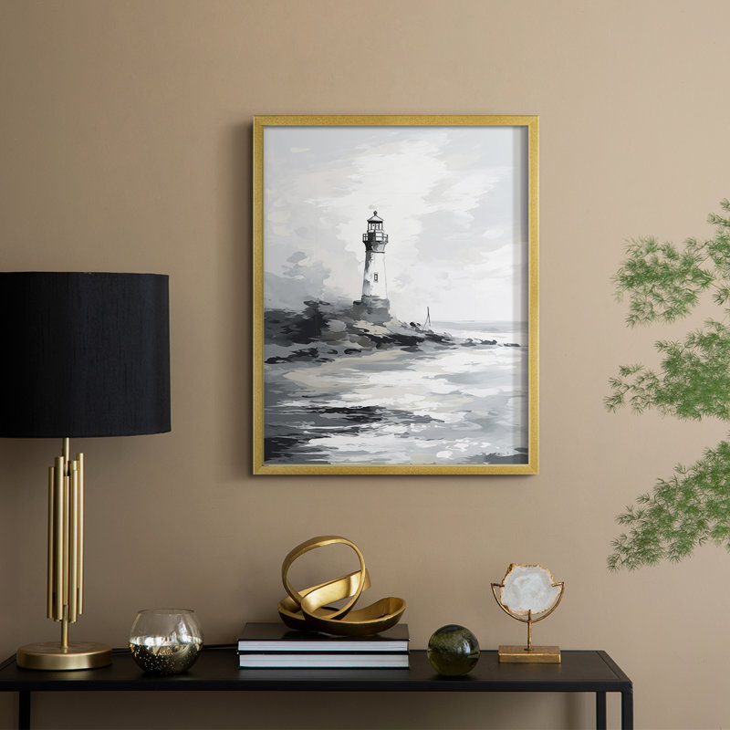 NAUTICAL Series Dxxvii, reproduction encadrée - bois massif, H 15 po x l 12 po, Doré